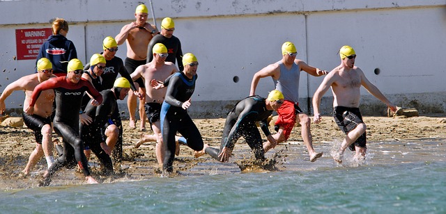 Latex Swimming Caps being worn by open water swimmers