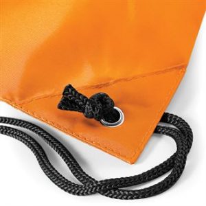 Orange image of the corner of a drawstring bag