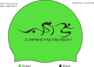 Super electric green swimming cap mock up. With Craven Energy in black